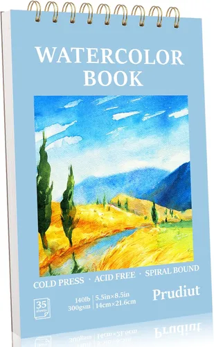 Miniatura 11 de 35 hojas de papel de acuarela de 9 x 12 pulgadas, 140 lb/300 GSM, papel de color de agua de prensa en frío, encuadernado en espiral, cuaderno
