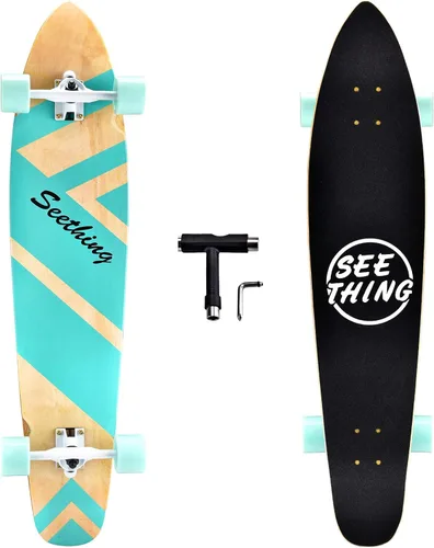 Miniatura 13 de Patineta de 42 pulgadas de largo completo Cruiser Pintail, el original Artisan Maple Skateboard Cruiser Pintail para crucero, tallado, estilo libre