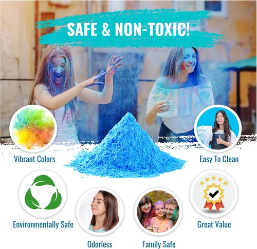 Miniatura 4 de Color Blaze Color Run Powder – 5 libras de cada color – Rosa, azul, verde, amarillo – Polvo de color no tóxico, lavable – Paquete de 4 bolsas – 20