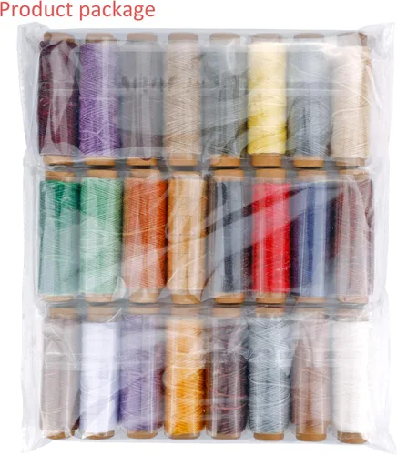 Miniatura 8 de JANYUN 792 yardas, 24 colores, hilo plano encerado para costura de cuero, suministros de bricolaje, cada uno de 33 yardas