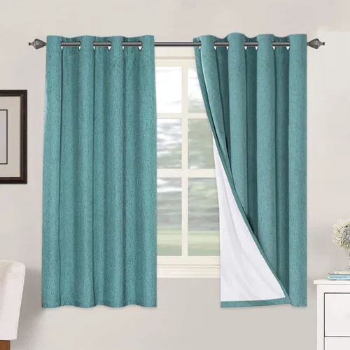 H.VERSAILTEX Cortinas Opacas de Lino de 63 Pulgadas de Largo 100% Absolutamente Opacas con Aislamiento Térmico Texturizadas con Apariencia de Lino