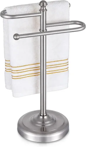 Miniatura 8 de Toallero de mano, soporte para toallas de mano de acero inoxidable 304 para encimera de baño, cocina, base ponderada en forma de S de 14.5 pulgadas