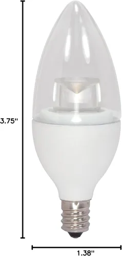 Miniatura 4 de SATCO S8951 - Bombilla LED de 4.5 W, forma de vela B11, blanco cálido de 2700 K, 300 lúmenes, base de candelabro E12, 120 voltios, regulable