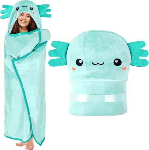 Miniatura 10 de Manta con Capucha de Llama Alpaca Usable para Adultos – Mullida Súper Suave Cálida Acogedora de Franela de Felpa y Sherpa Sudadera con Capucha Manta
