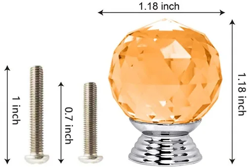 Miniatura 2 de 12 pomos de cristal de forma redonda de 1.18 pulgadas con tornillos, perilla de cajón para tirar, utilizada para cocina, tocador, puerta, armario