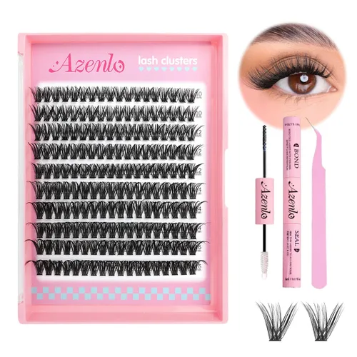 Miniatura 10 de Extensiones de pestañas Azenlo 40D+60D en racimo, 240 unidades, kit de pestañas individuales, 10-16 mm, kit de pestañas en banda delgada