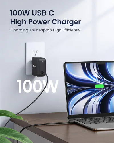 Miniatura 2 de TobenONE Cargador USB C de 100 W, adaptador de fuente de alimentación universal GaN III, cargador rápido plegable de repuesto PD3.0 para MacBook