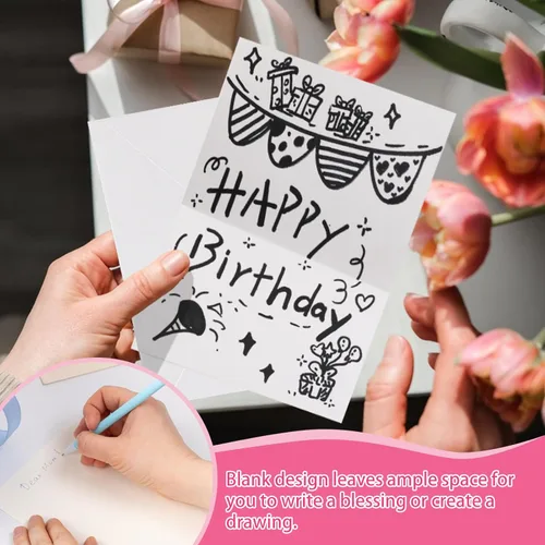Miniatura 5 de Lunarm Tarjetas y sobres en blanco, 50 juegos, postales plegables de acuarela de 4 x 6 pulgadas con sobres, papel de tarjeta de felicitación de 140