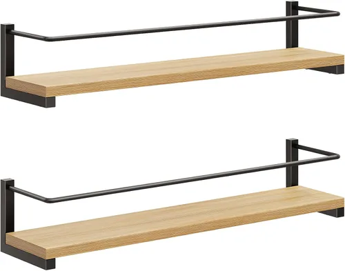 OROPY Estante para especias montado en la pared, estante colgante de madera rústica para colocar sobre la estufa, pared de cocina, paquete de 2