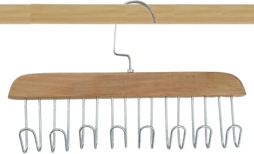 Naysku Perchas para camisetas sin mangas, organizador de armario de madera para ahorrar espacio, rotación de 360°, resistente y organizador de Caqui