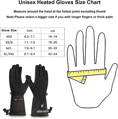 Miniatura 4 de Guantes térmicos para hombres y mujeres, batería recargable, para motocicleta, esquí, calentador de nieve, guantes para artritis