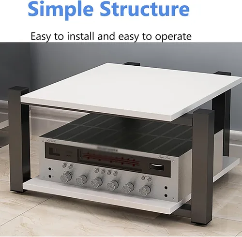 Miniatura 5 de Soporte para medios AV, estantería audiovisual, gabinete estéreo, torre de estante de audio, gabinete de consola de reproductor de discos, estantes
