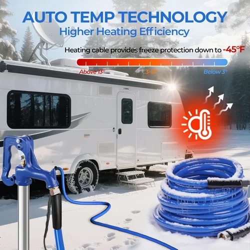 Miniatura 2 de Manguera de agua calentada de 15 pies (15 a 100 pies) para caravana, manguera de agua térmica mejorada 4.0 anticongelante a -45 ℉, mangueras