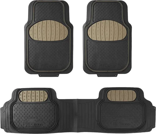 FH Group Alfombrillas de coche de alta resistencia, ajuste universal, alfombrillas de goma recortables, sedanes, SUV, camiones, color beige