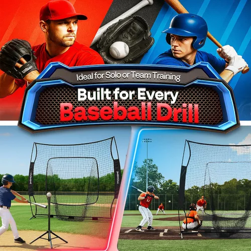 Miniatura 6 de VIVOHOME Baseball Softball Batting Net - 7x7 Ft Baseball Backstop, Softball Practice Net for Hitting, Pitching, Throwing with Batting Tee and Carry