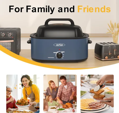 Miniatura 6 de Horno tostador Sunvivi, horno tostador eléctrico con tapa de visualización, asador de pavo de 30 libras y 26 cuartos con función única de Azul