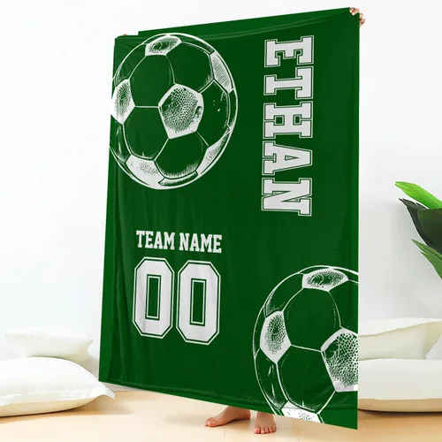 Miniatura 2 de Manta de fútbol personalizada, manta de fútbol personalizada suave y acogedora manta de forro polar sherpa, manta con nombre personalizado