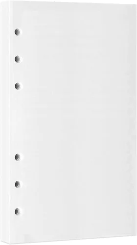 Papel de repuesto A6 en blanco, 100 hojas/200 páginas, hojas sueltas para carpetas personales Filofax, 6 agujeros perforados, páginas blancas en