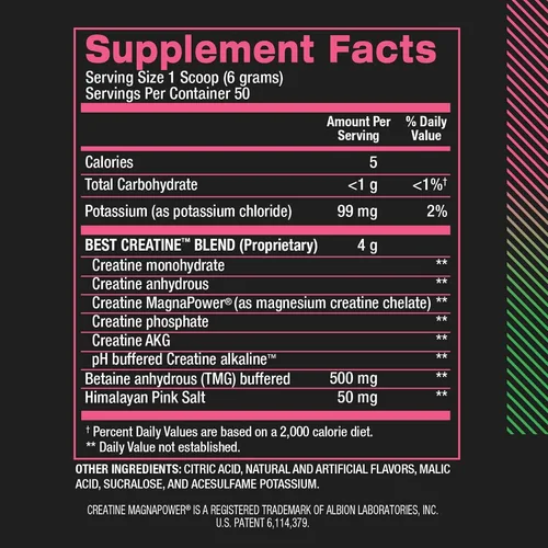 Miniatura 7 de BPI Sports Best Creatine - Polvo de monohidrato de creatina para hombres y mujeres, sal del Himalaya - Fuerza, bombeo, crecimiento muscular