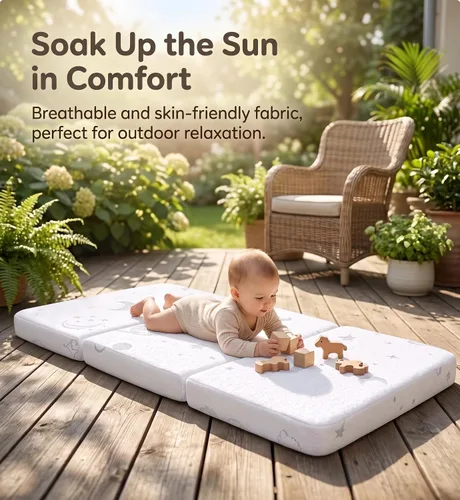 Miniatura 6 de Tri-fold Pack and Play Mattress, 38x26 Memory Foam & High Density Foam Baby Mattress for Pack N Play, Foldable Travel Pack N Play Mattresses