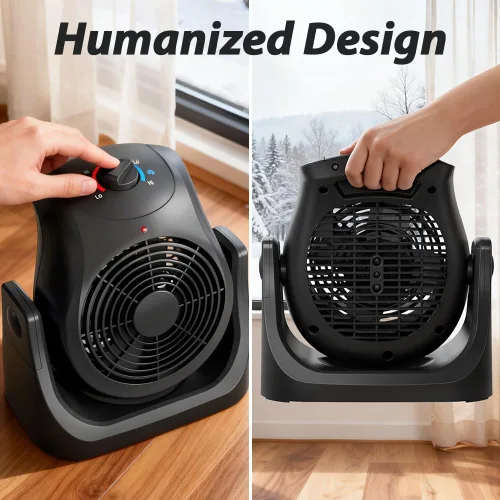 Miniatura 6 de Ventilador de escritorio eléctrico portátil, ventilador de escritorio de enfriamiento, ventilador de calentador 2 en 1, combo con inclinación