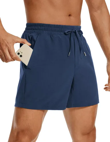 CRZ YOGA Pantalones cortos de entrenamiento sin forro para hombre de 5 pulgadas, ligeros, de secado rápido, para correr, deportes, atletismo,