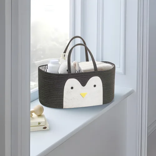 Miniatura 3 de T&T Homewares Organizador de pañales, cesta de pañales de cuerda de algodón, cesta de baby shower, contenedores de almacenamiento para guardería