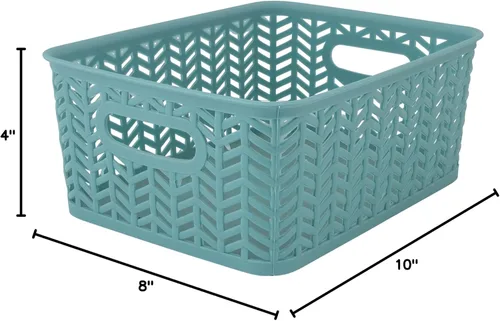 Miniatura 9 de Simplify Paquete de 3 cestas de almacenamiento pequeñas en espiga, dimensiones: 10 x 8 x 4 pulgadas, diseño de espiga, peso ligero, ideal para baño