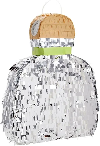 Miniatura 8 de Sparkle and Bash Forma de botella de tequila de piñata, pequeña, lámina plateada, 16.5 x 13 x 3 pulgadas, piñata para decoraciones de fiesta