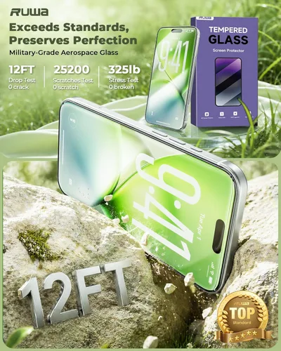 Miniatura 3 de ruwa Protector de pantalla para iPhone 13/13 Pro/14/16e [paquete de 3] [6.1 pulgadas] Película de vidrio templado para pantalla con marco de fácil