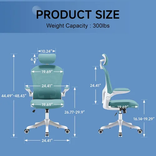 Miniatura 2 de Silla de oficina ergonómica con soporte lumbar ajustable y reposacabezas, silla de escritorio de malla con respaldo alto para oficina en casa