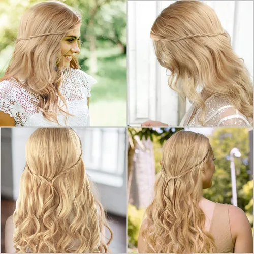 Miniatura 3 de Acecharming - Peluca larga de color rubio platino para mujer, con encanto sintético para fiesta, cosplay, peluca con gorra de peluca