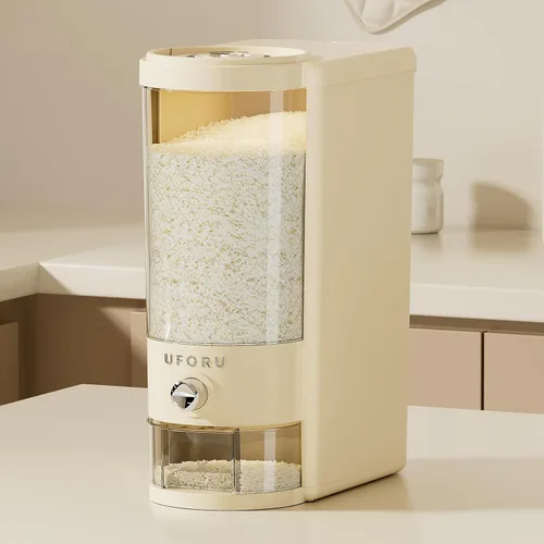 Miniatura 16 de UFORU Dispensador de arroz, recipiente de almacenamiento de arroz con taza medidora para cocina, despensa, hogar, recipientes de almacenamiento