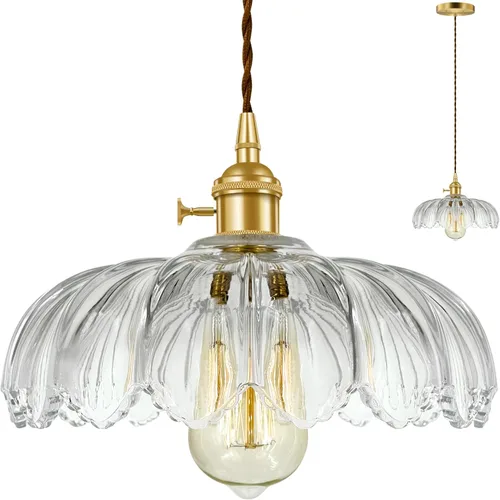 Miniatura 13 de Lámpara colgante enchufable, lámpara colgante, luz colgante de cristal, lámpara de swag con interruptor de encendido/apagado en línea para isla