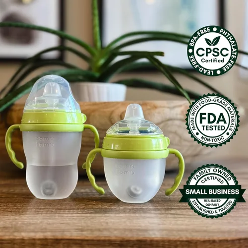 Miniatura 6 de Kit de conversión de vasos para biberones Comotomo, 2 unidades, pezones de silicona de grado alimenticio, popote con peso de silicona, asas