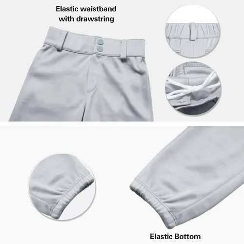 Miniatura 5 de QBK 2T-13Years - Pantalones de sóftbol para niñas, pantalones de práctica de béisbol para niños y jóvenes, pantalones de béisbol para niños pequeños