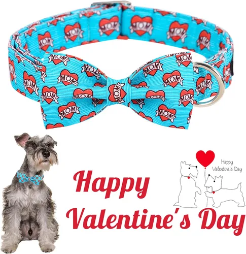 Miniatura 3 de Unique style paws - Collar de perro del Día de San Valentín con pajarita, collar para cachorros con corazón azul, mejor regalo para niños y niñas