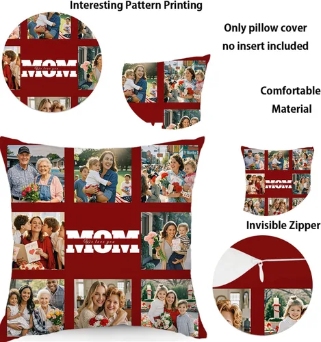 Miniatura 6 de Almohadas personalizadas para el Día de la Madre, almohadas personalizadas con foto o texto, almohadas decorativas suaves y esponjosas, para mamá