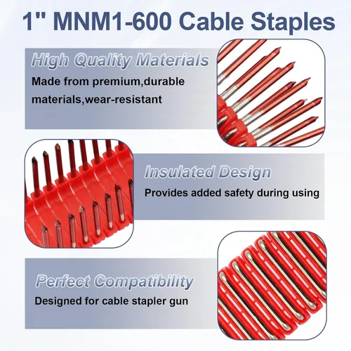 Miniatura 3 de Grapa de cable aislado de 1 pulgada MNM1-600 para pistola grapadora de 12 cables (2448-20) - para superficies de madera