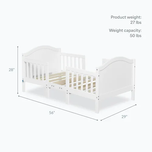 Miniatura 4 de Dream On Me Portland - Cama convertible 3 en 1 para niños pequeños con rieles de seguridad en blanco, certificada por Baby Safety Alliance