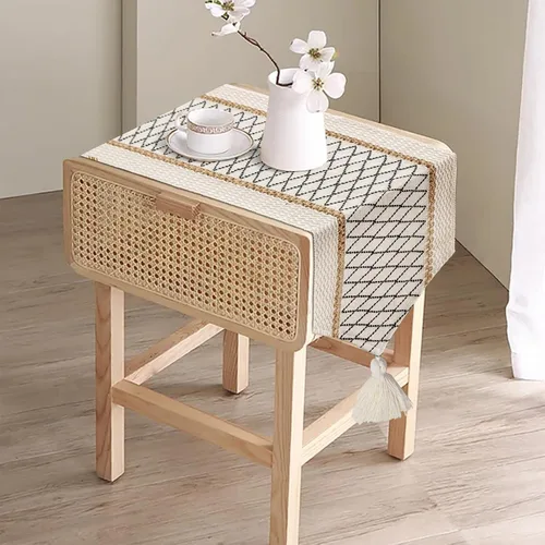 Miniatura 7 de yuboo Camino de mesa bohemio con extremo triangular, caminos de mesa pequeños de 36 pulgadas, cubierta de tocador de macramé para mesita de noche