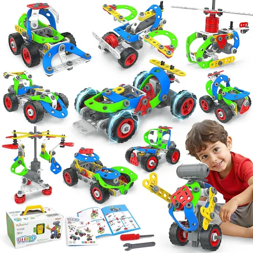 Juguetes eléctricos STEM 10 en 1 para niños de 5, 6, 7, 8, 9 años, regalos de cumpleaños, juguetes educativos de construcción para niños de 4 a 8