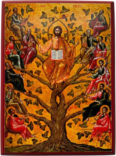Miniatura 4 de Icono cristiano ortodoxo griego de madera de Jesús Cristo La Verdadera Vid (4" x 5")