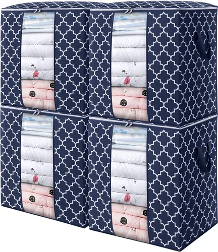 Miniatura 21 de WISELIFE Bolsas de Almacenamiento [3 Unidades/100L] Contenedores Grandes de Organización y Almacenamiento de Mantas y Ropa para Edredones, Ropa