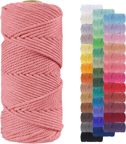 Miniatura 52 de Cuerda de macramé de 0.079 in para 219 yardas, cuerda de algodón natural para manualidades, hilo de cuerda de macramé de colores para colgar