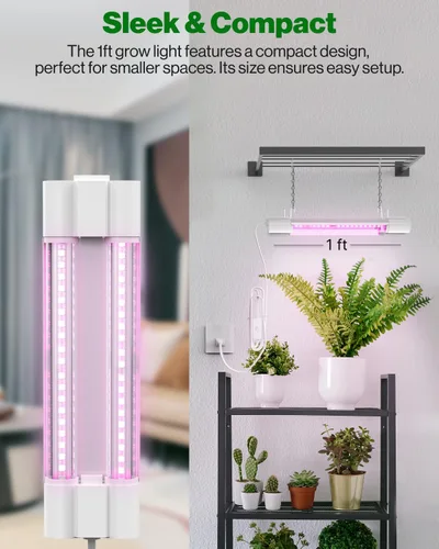 Miniatura 2 de Sunco - Luz LED de crecimiento de 1 pie, 10 W, espectro completo, para inicio de semillas, plántulas, plantas de interior, enchufe suspendido