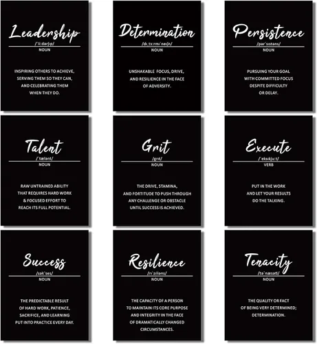9 piezas de láminas artísticas para pared con frases inspiradoras, carteles con dichos motivacionales y citas, impresión positiva, decoración para