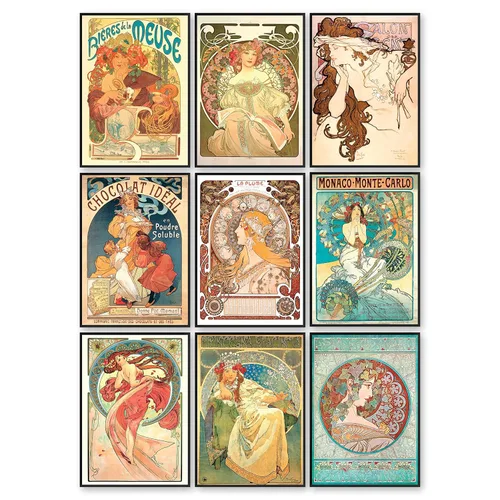 97 Decor Alphonse Mucha - Impresión artística – Decoración Art Nouveau, póster de Alfons Mucha, arte de pared Art Deco, pintura publicitaria vintage