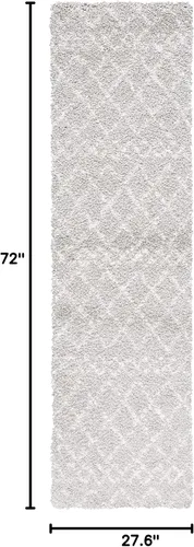 Miniatura 2 de SAFAVIEH Berber Shag Collection - Alfombra para pasillo, 2 pies 3 pulgadas x 6 pies, color gris claro y crema, diseño marroquí, no desprende pelusa