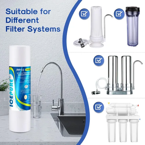 Miniatura 8 de ICEPURE Filtro de agua para toda la casa de 10 x 2.5 pulgadas, 5 micrones, para cualquier unidad de RO de 10 pulgadas, Dupont WFPFC5002, Aqua Pure